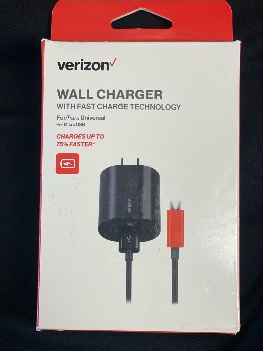 Verizon Black Wall Charger with Fast Charge Technology